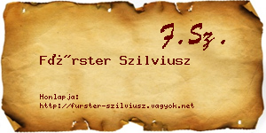 Fürster Szilviusz névjegykártya